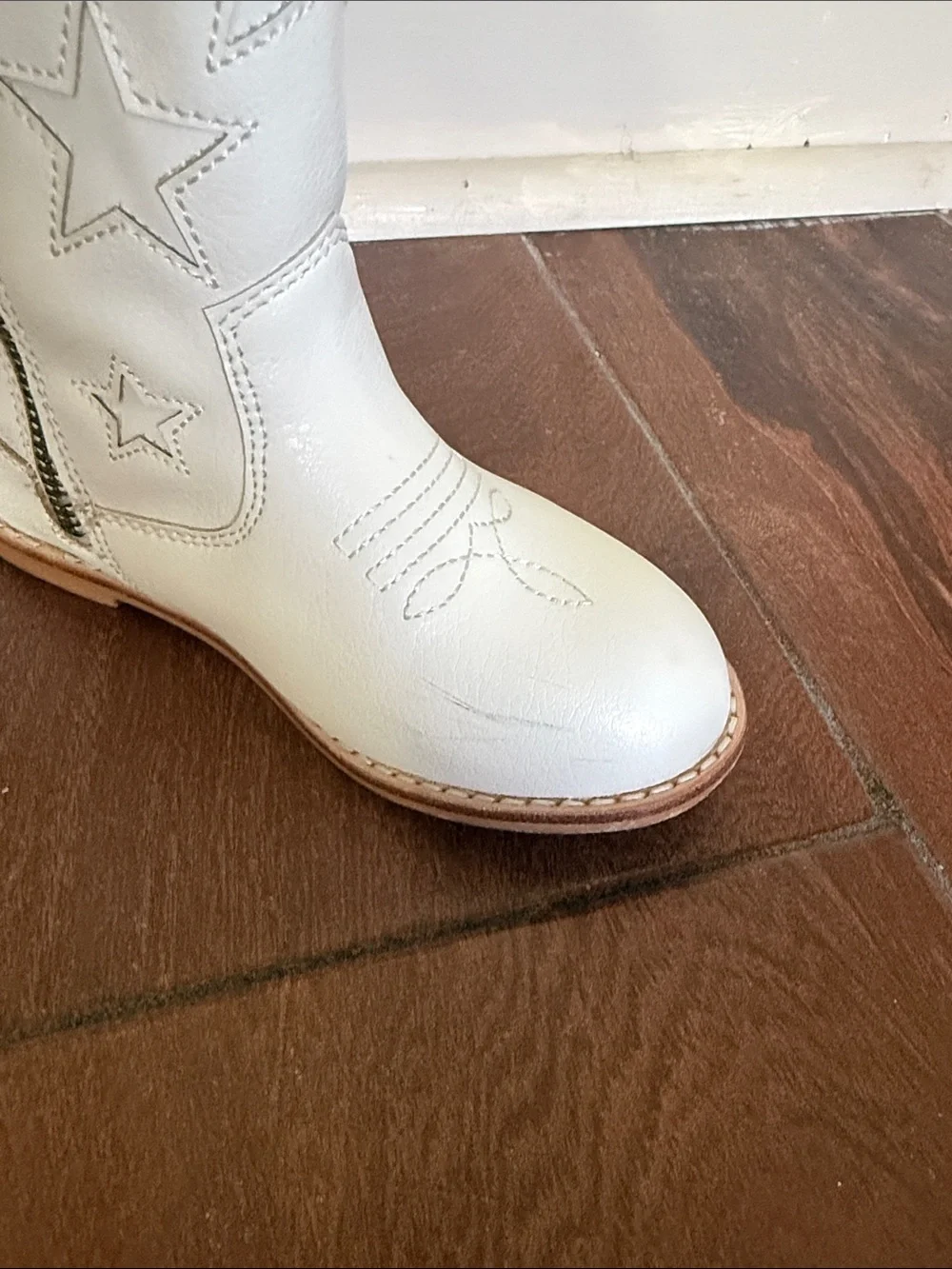 Janie and Jack White Star Embroidered Kids Cowboy Boots